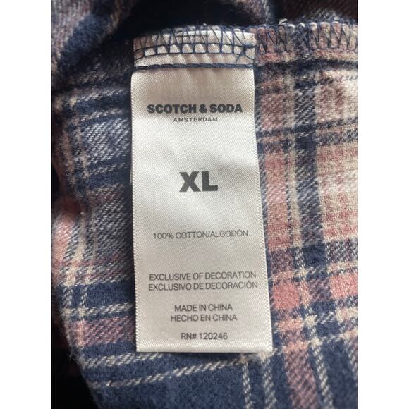 Scotch & Soda Women's Pink & Blue Cropped Cotton Plaid Flannel sz XL - Picture 8 of 8